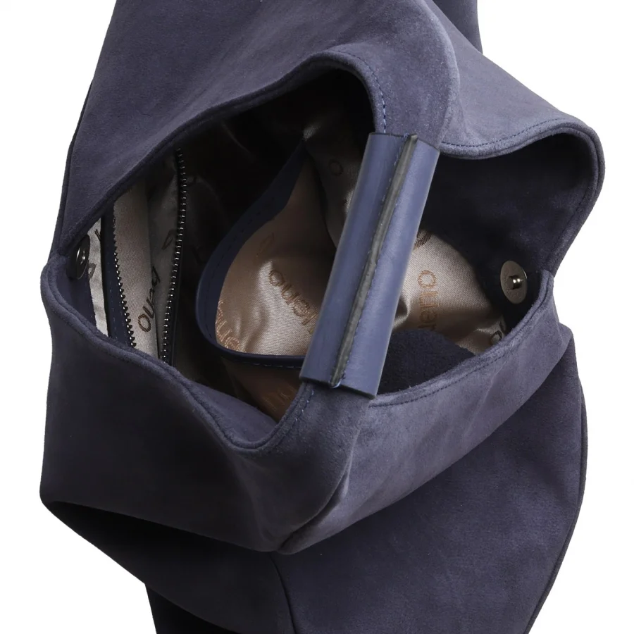 Lacivert Süet Kadın Omuz Çantası