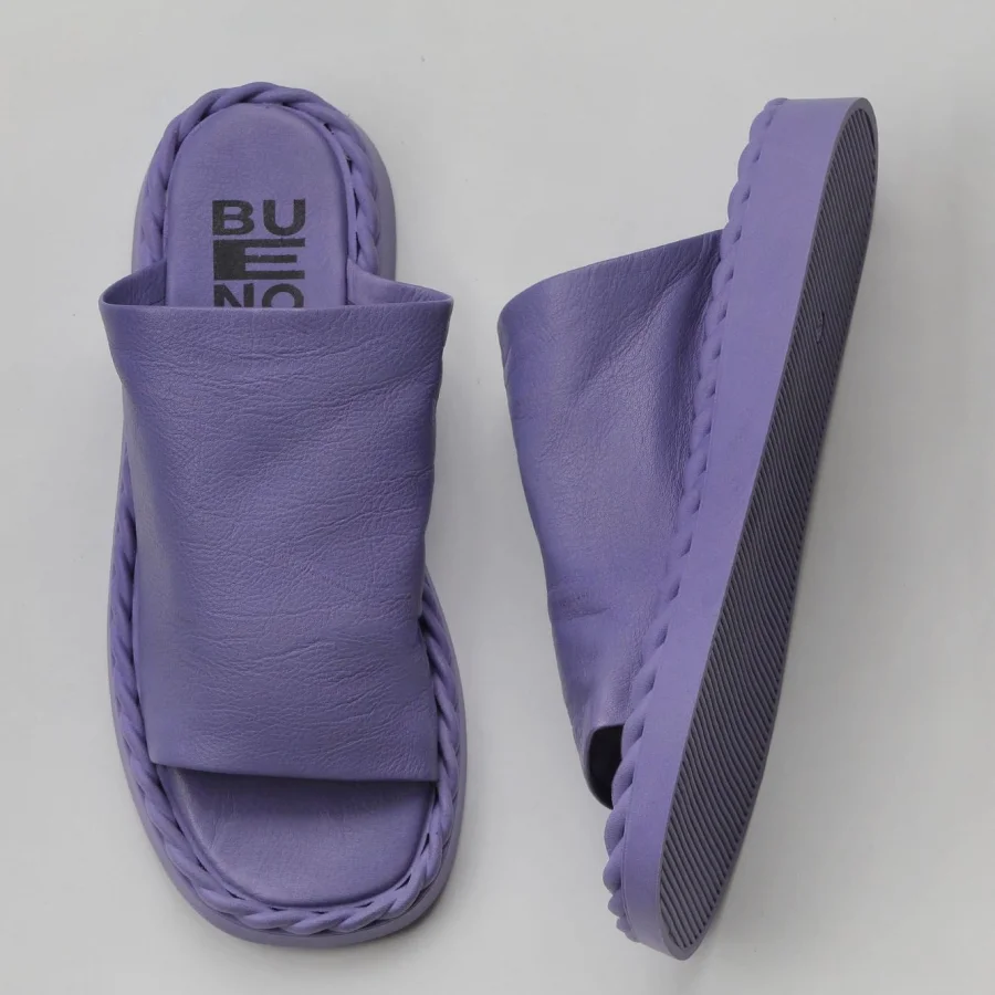 Lila Deri Kadın Düz Terlik
