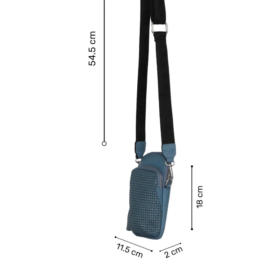 Mavi Açık Deri Unisex Telefon Çantası