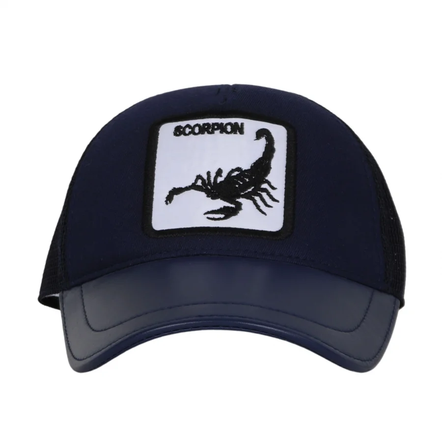 Mavi Deri-Kumaş-Scorpion Erkek Şapka