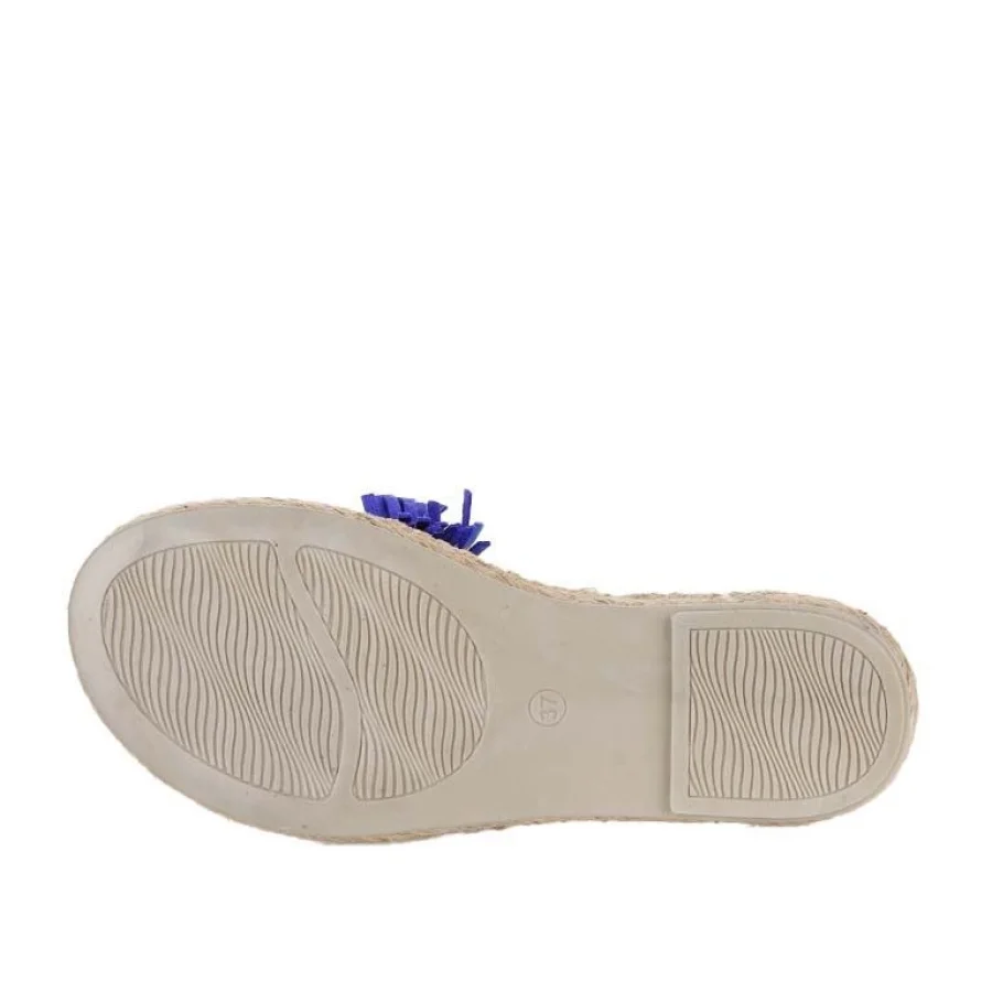 Mavi Parlak Deri Kadın Espadril Terlik