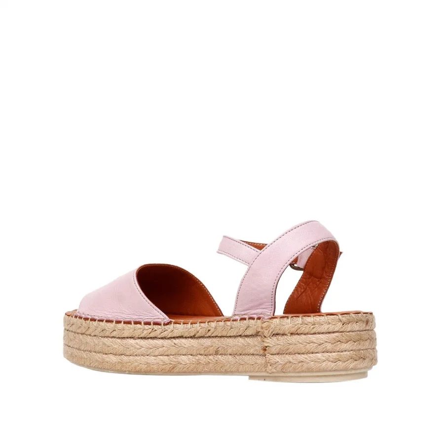 Pembe Deri Kadın Espadril Sandalet