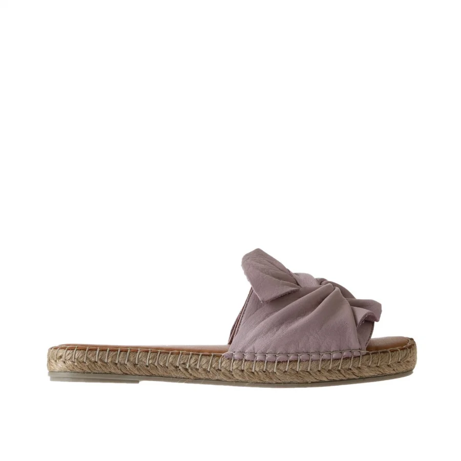 Pembe Deri Kadın Espadril Terlik