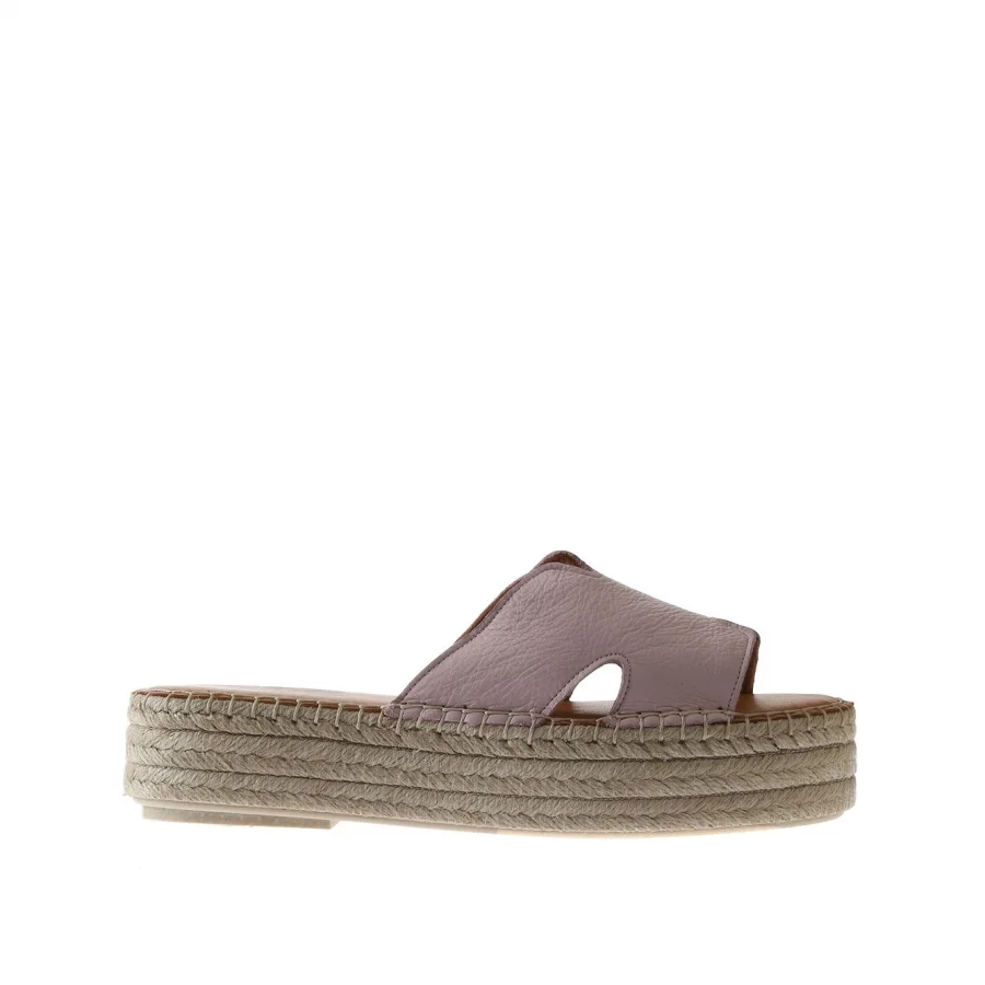 Pembe Deri Kadın Espadril Terlik