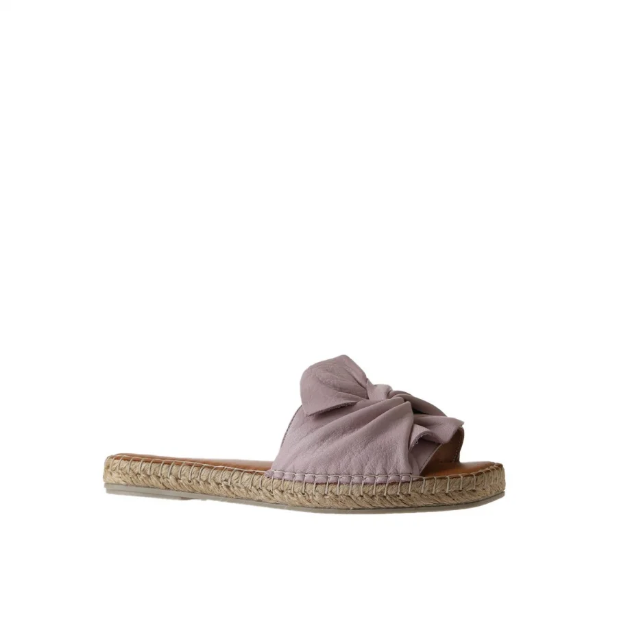 Pembe Deri Kadın Espadril Terlik