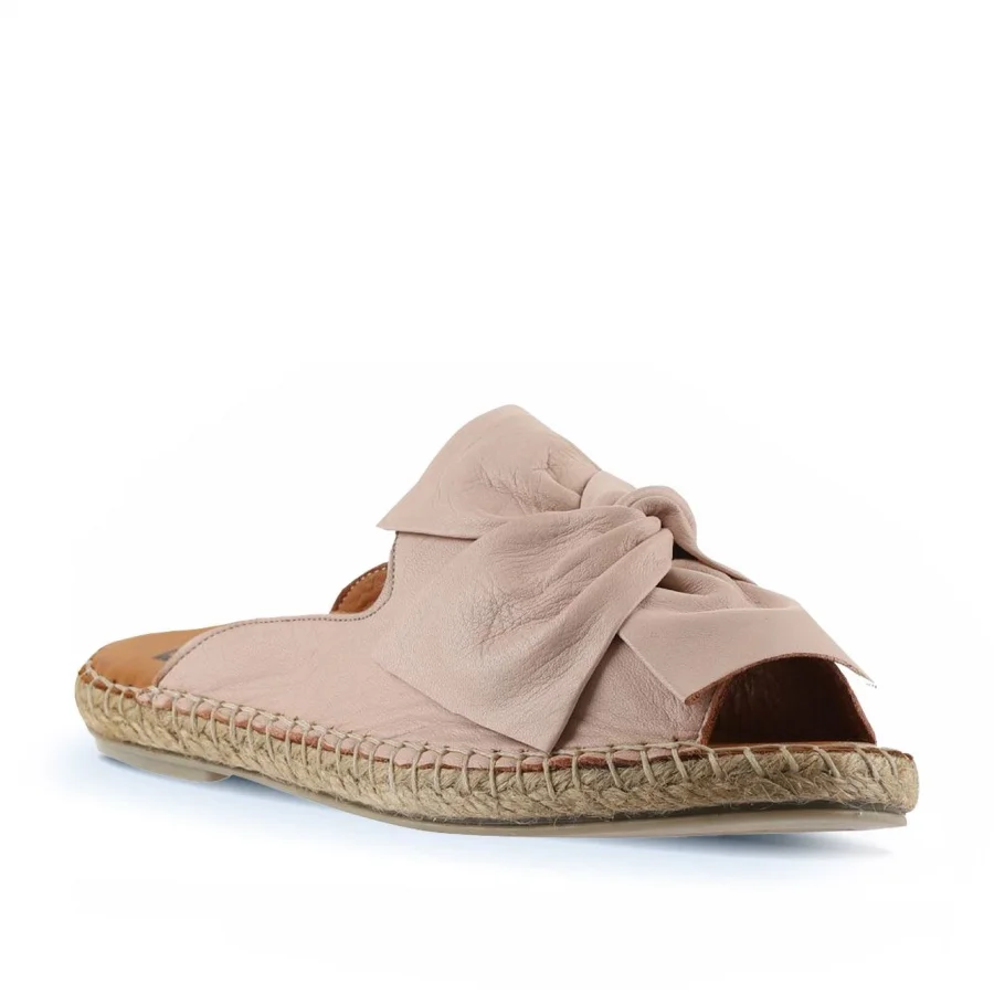 Pembe Deri Kadın Espadril Terlik