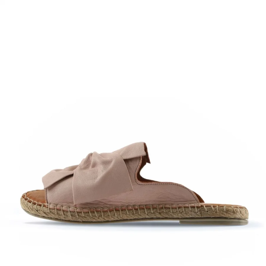 Pembe Deri Kadın Espadril Terlik