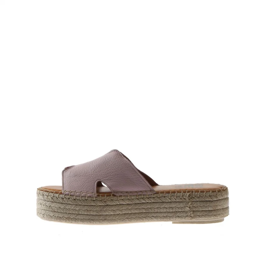 Pembe Deri Kadın Espadril Terlik