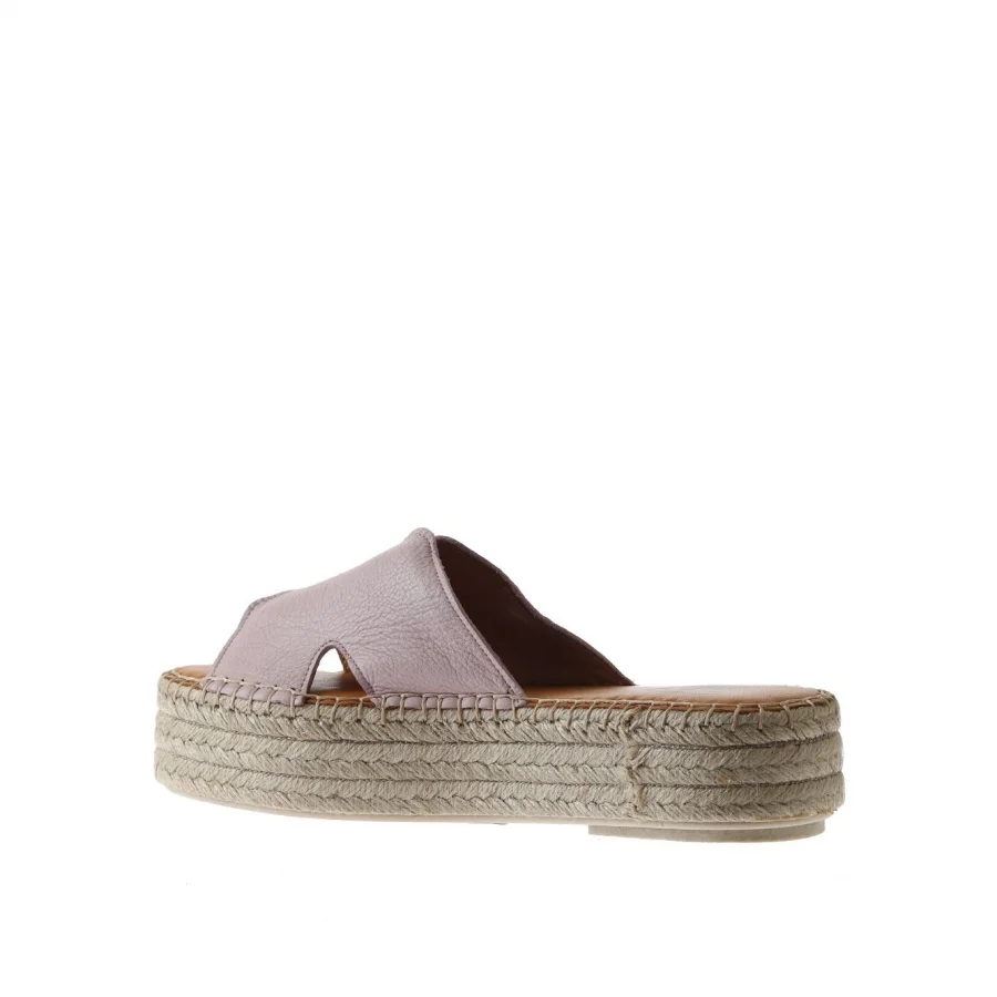 Pembe Deri Kadın Espadril Terlik