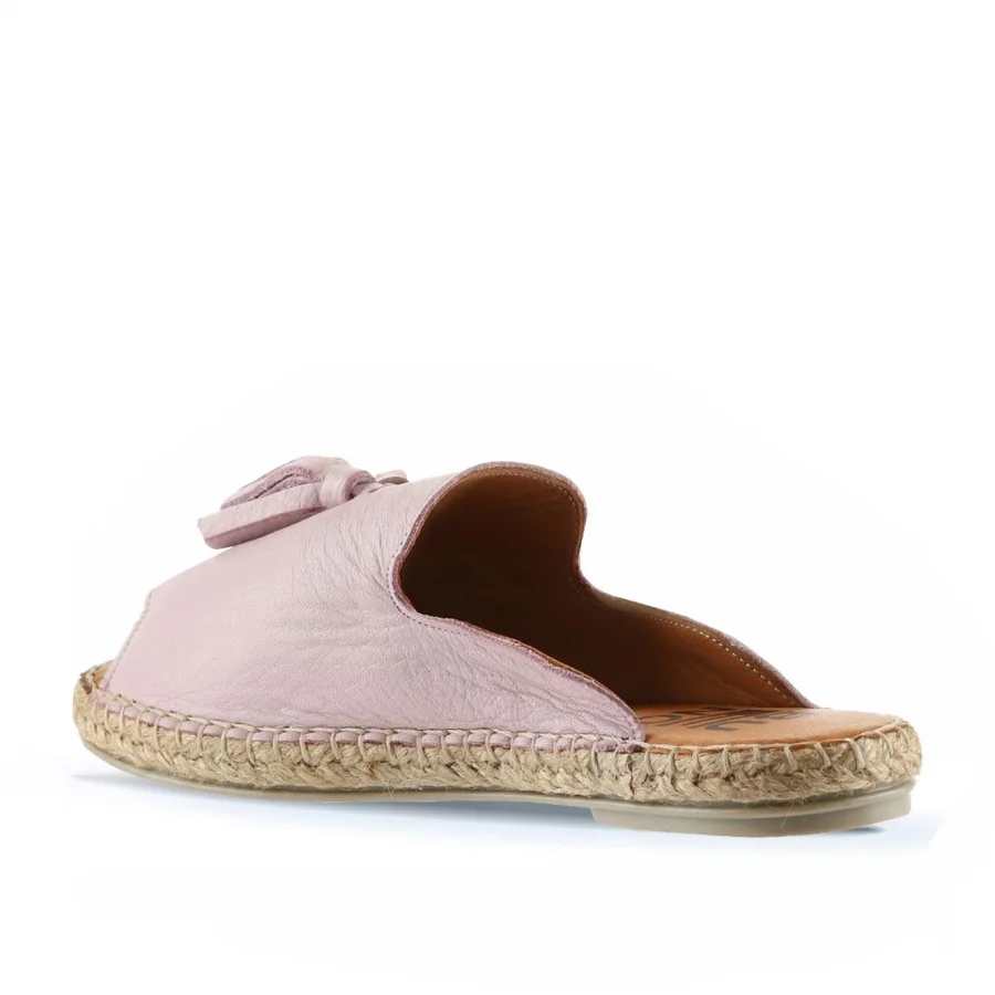 Pembe Deri Kadın Espadril Terlik