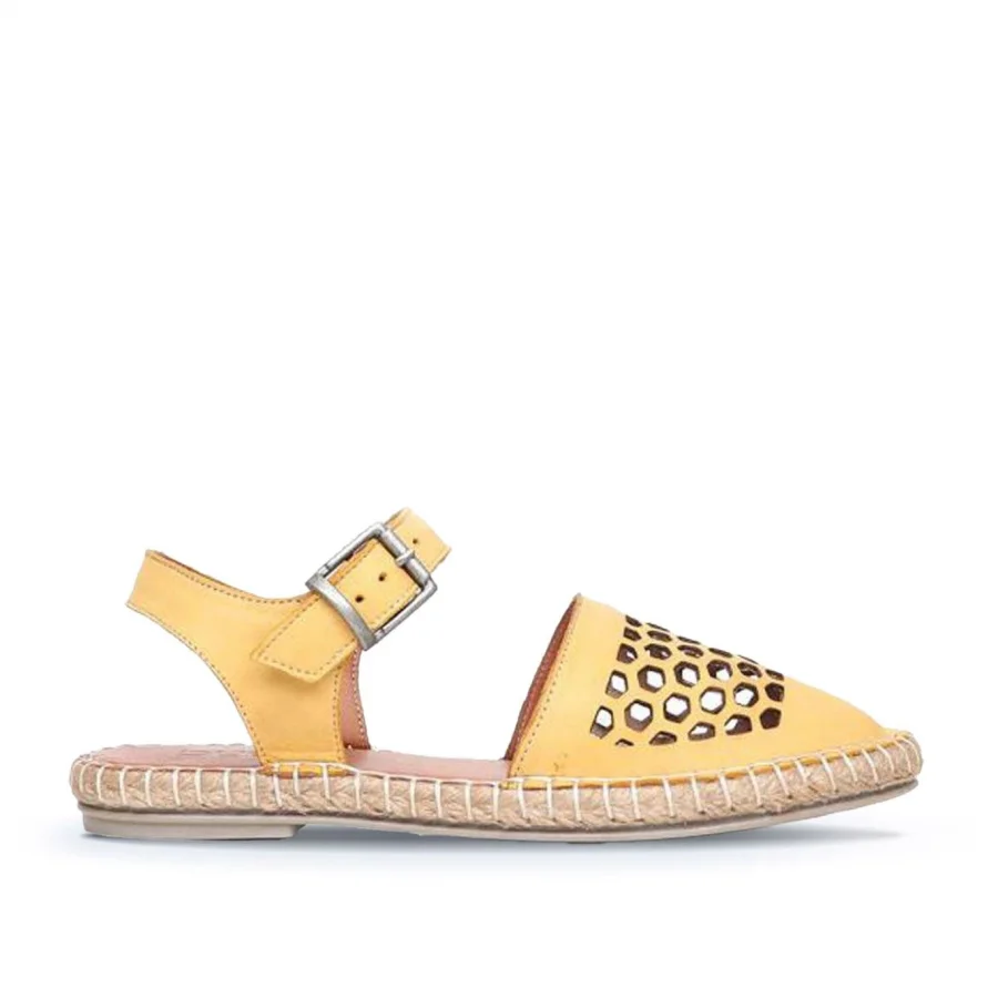 Sarı Deri Kadın Espadril Sandalet