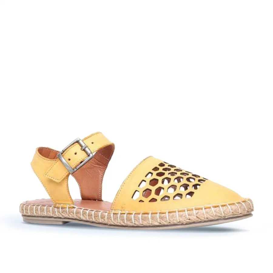Sarı Deri Kadın Espadril Sandalet