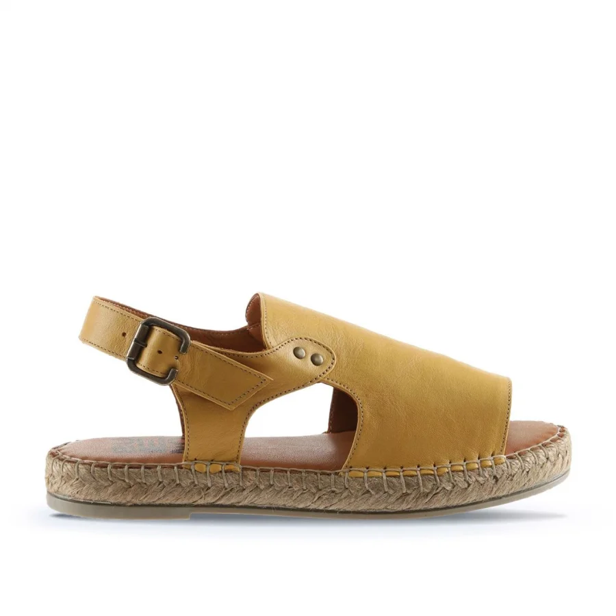 Sarı Deri Kadın Espadril Sandalet