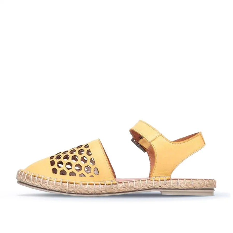 Sarı Deri Kadın Espadril Sandalet