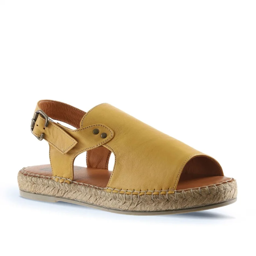 Sarı Deri Kadın Espadril Sandalet