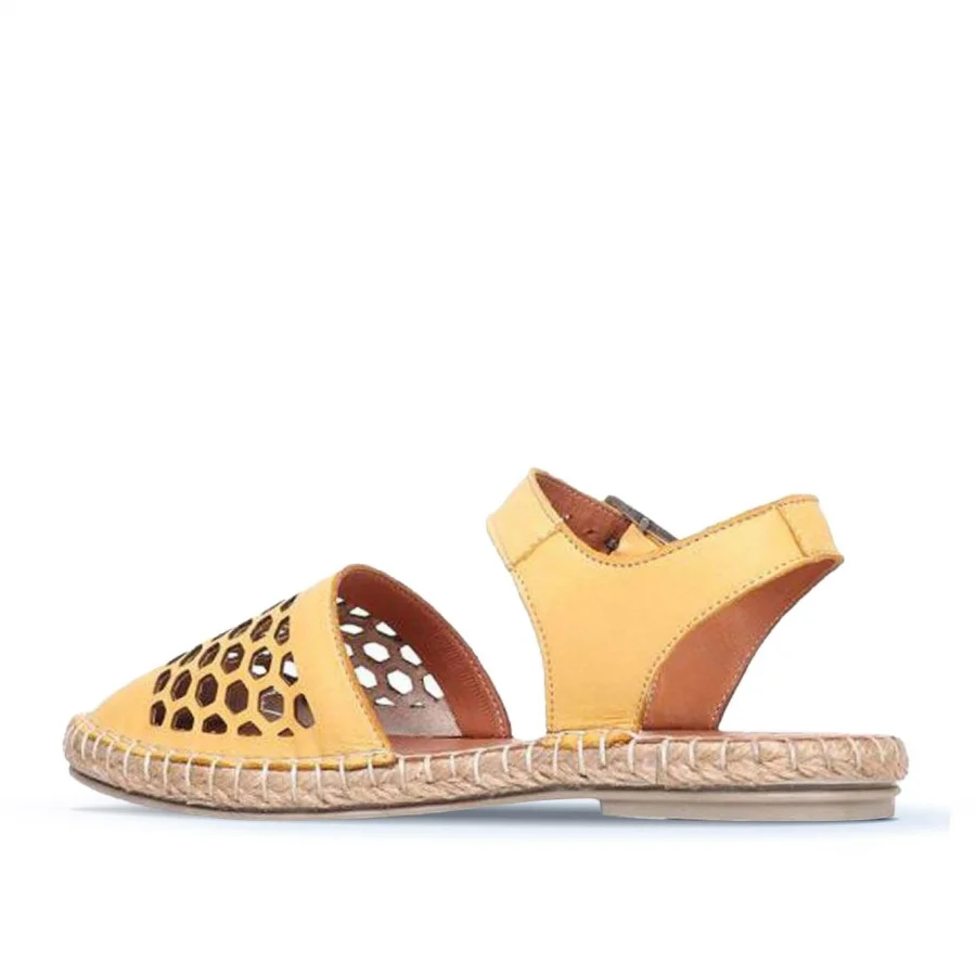 Sarı Deri Kadın Espadril Sandalet