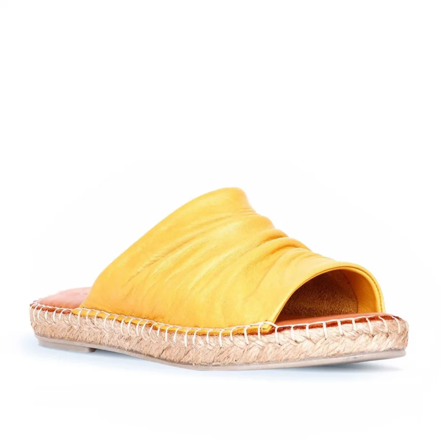 Sarı Deri Kadın Espadril Terlik