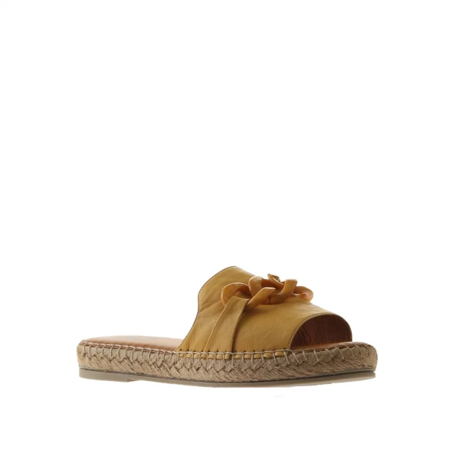Sarı Deri Kadın Espadril Terlik