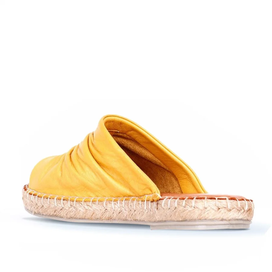 Sarı Deri Kadın Espadril Terlik