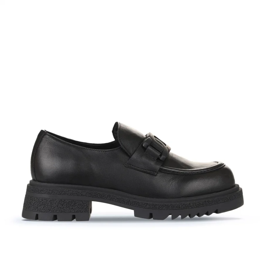 Siyah Deri Kadın Loafer