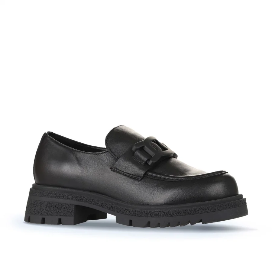 Siyah Deri Kadın Loafer