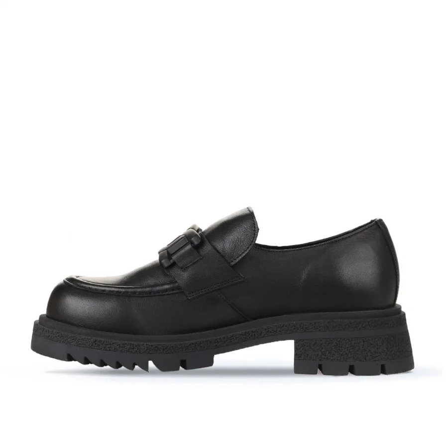 Siyah Deri Kadın Loafer