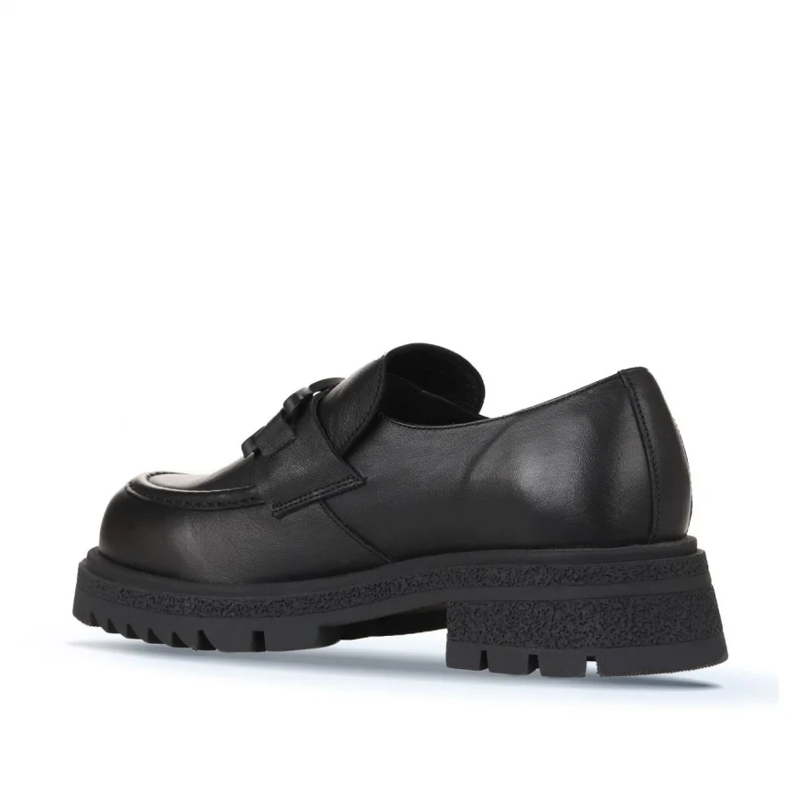Siyah Deri Kadın Loafer