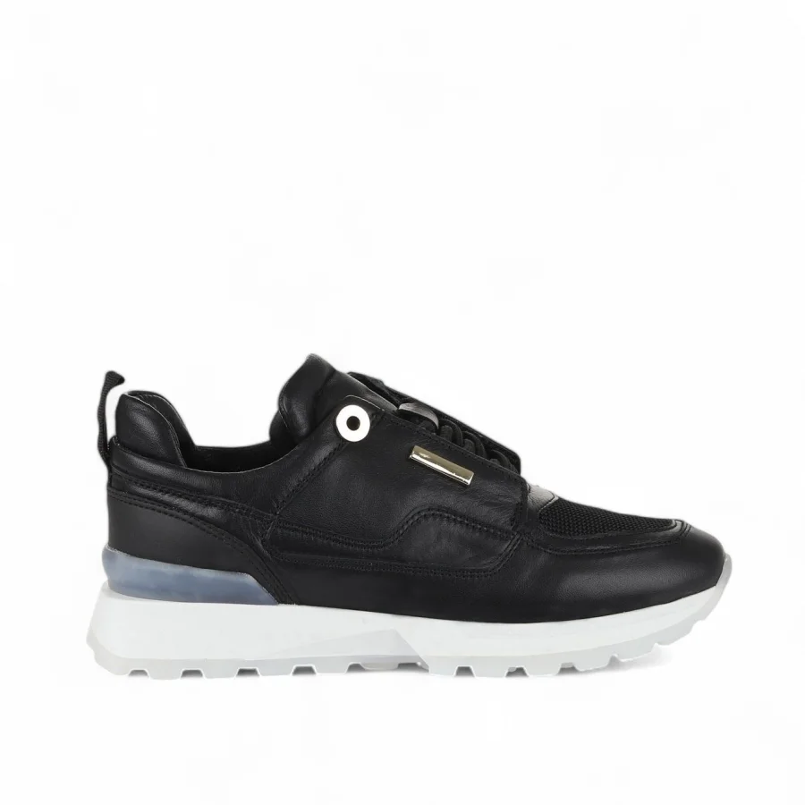 Siyah Deri Kadın Sneakers