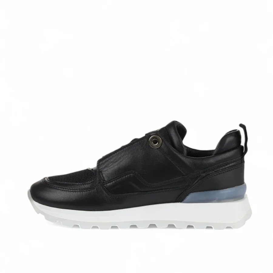 Siyah Deri Kadın Sneakers
