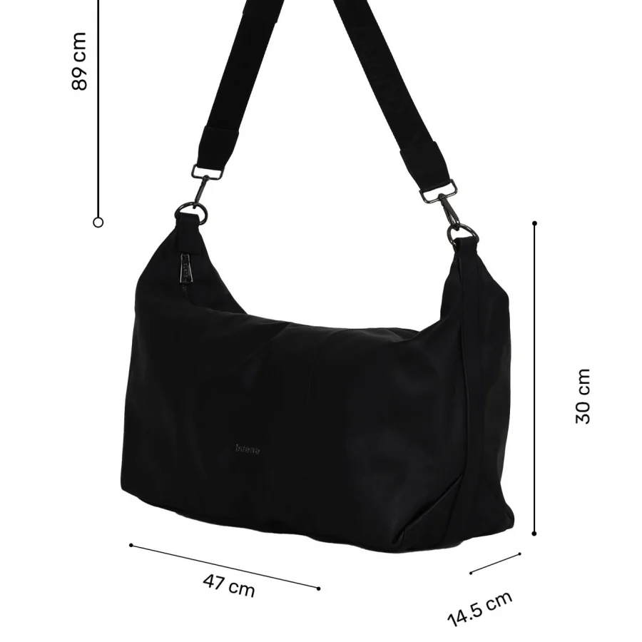 Siyah Deri Unisex Omuz Çantası