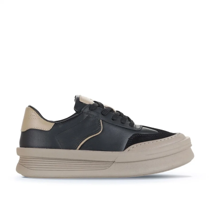 Siyah Süet-Deri Kadın Sneakers