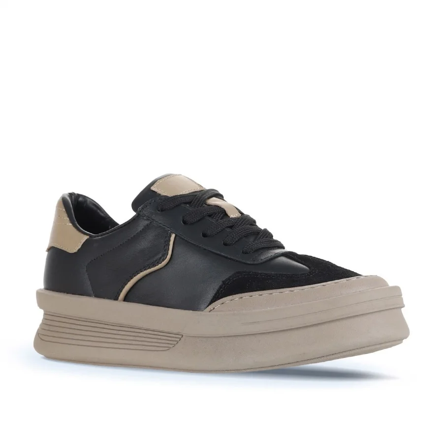 Siyah Süet-Deri Kadın Sneakers