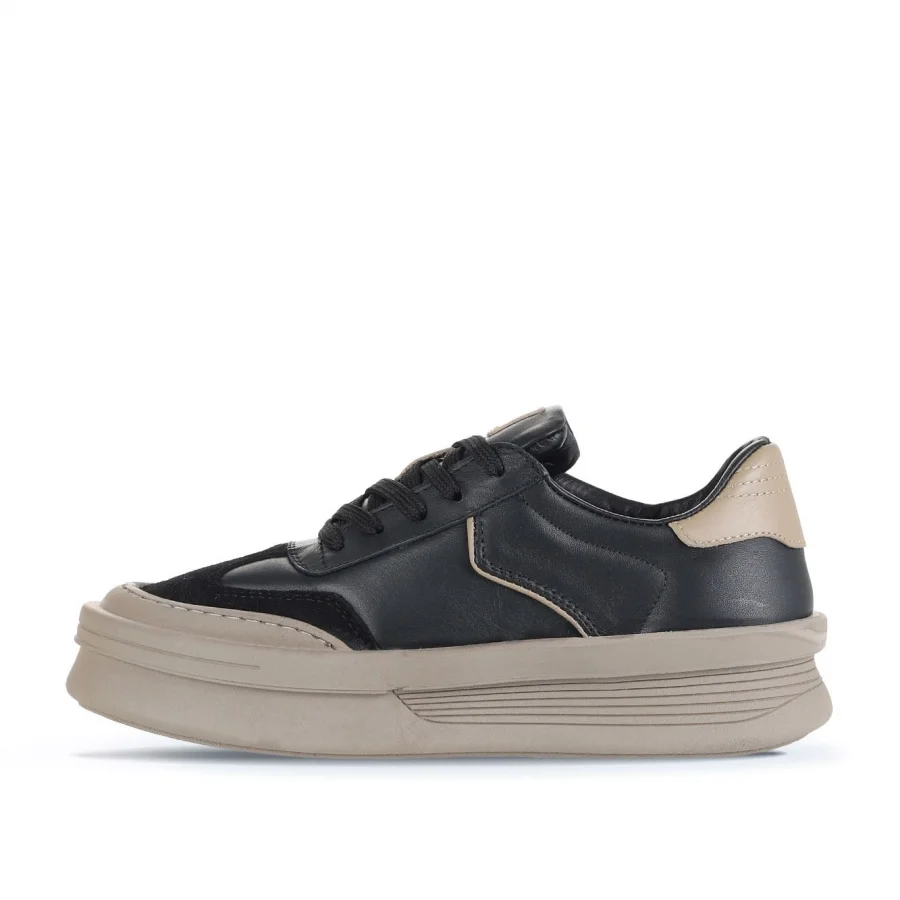 Siyah Süet-Deri Kadın Sneakers