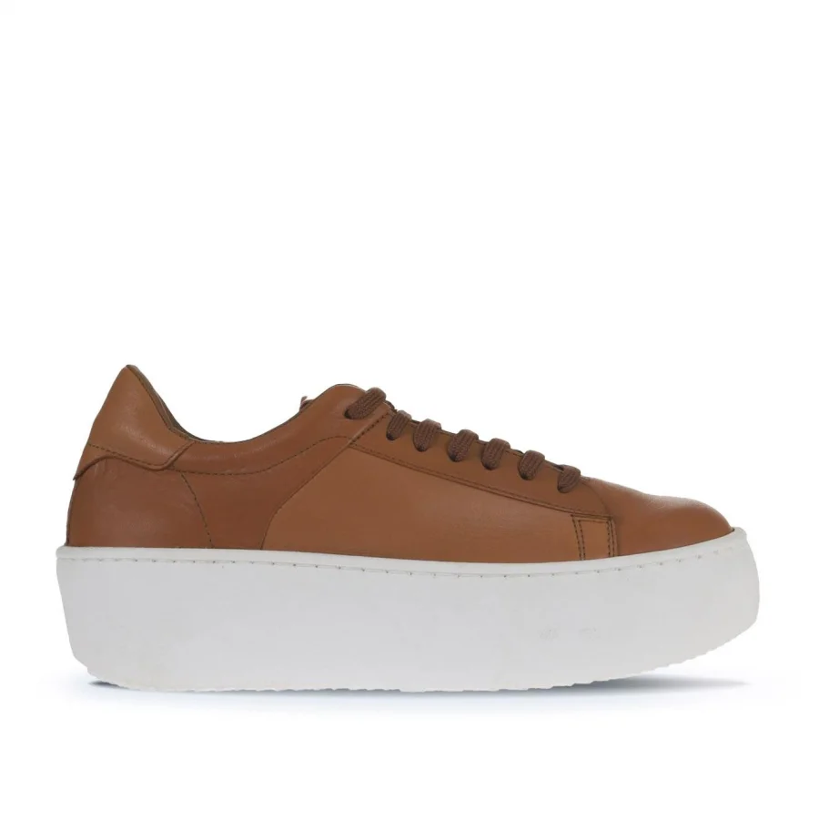 Taba Beyaz Deri Kadın Sneakers
