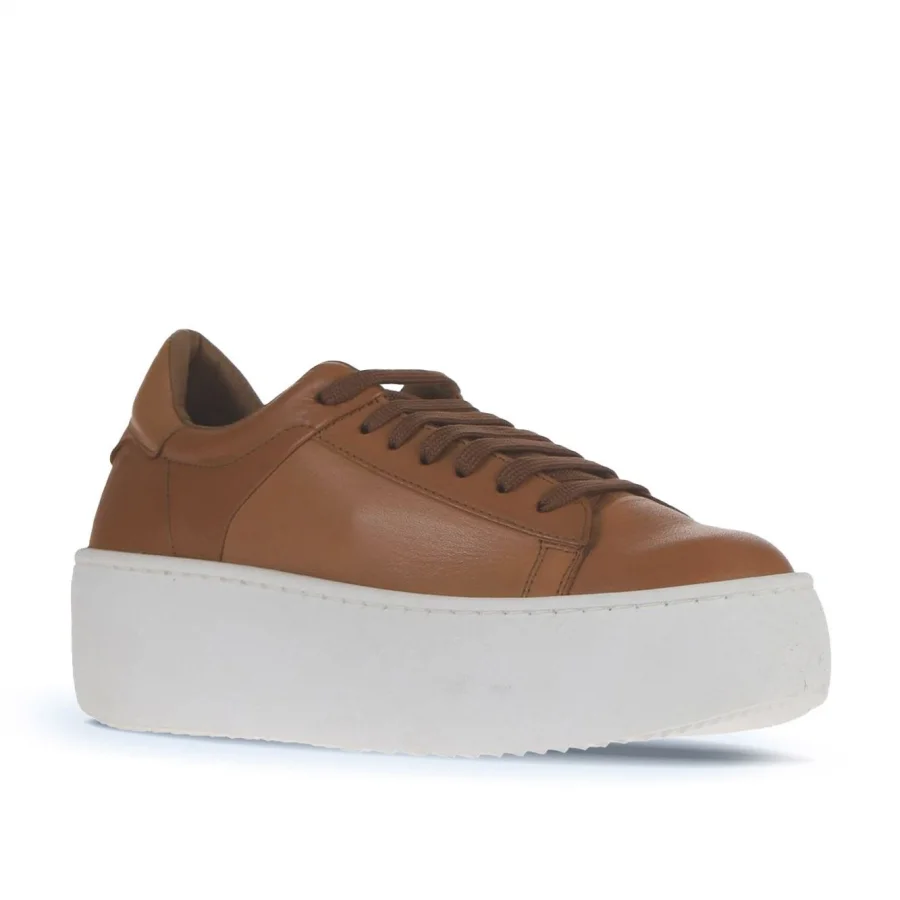 Taba Beyaz Deri Kadın Sneakers