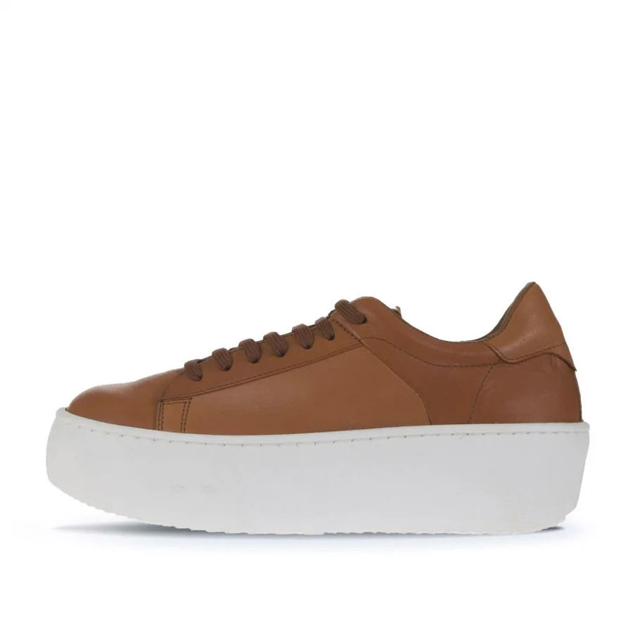 Taba Beyaz Deri Kadın Sneakers