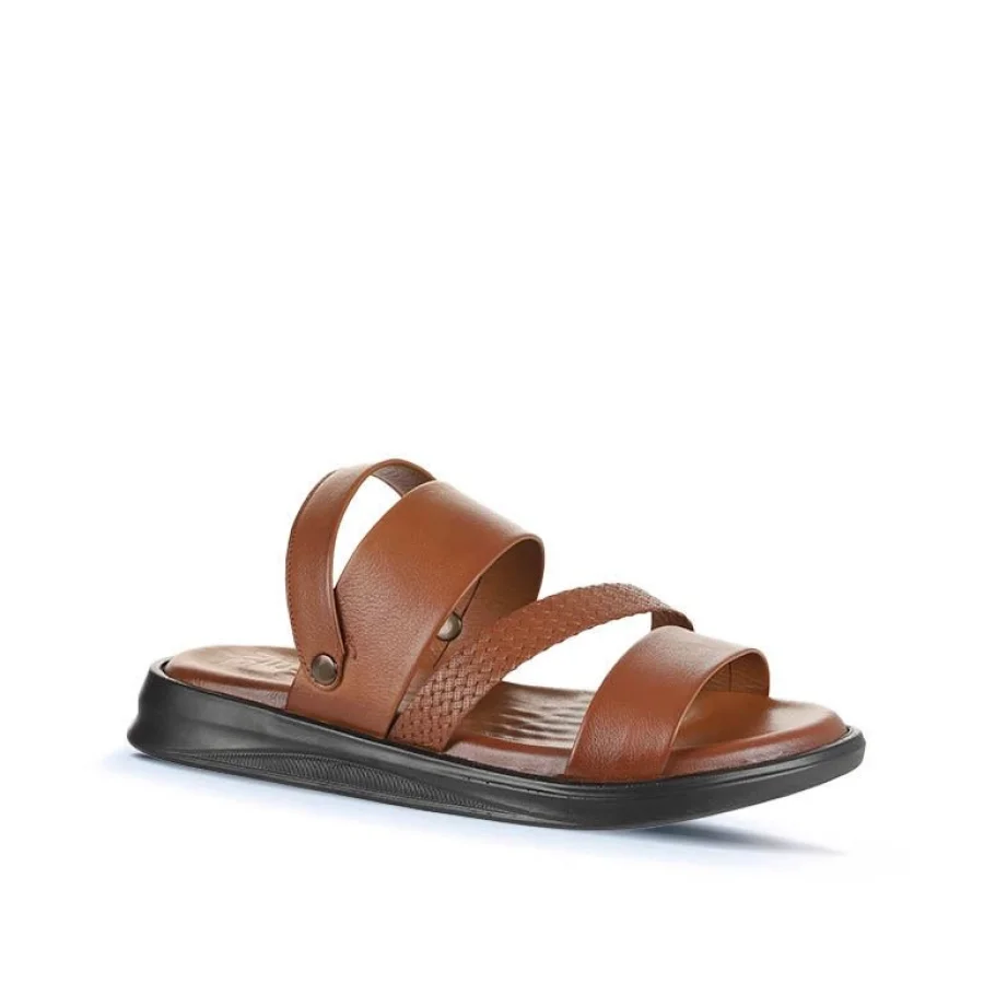 Taba Deri Erkek Düz Sandalet