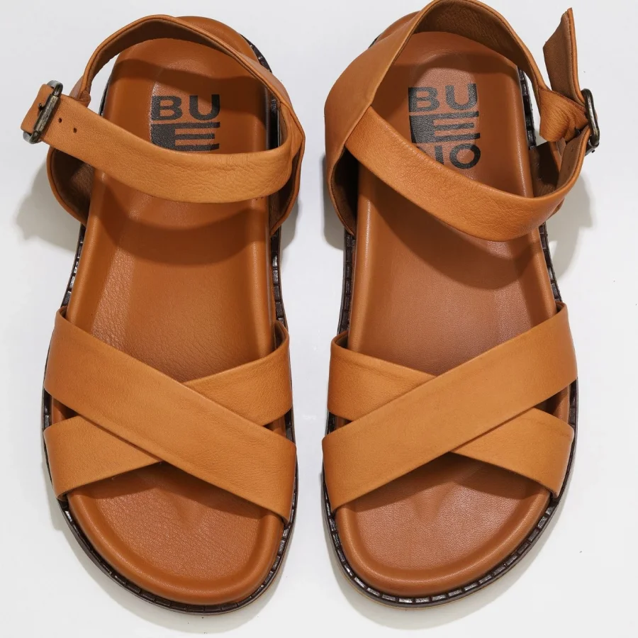 Taba Deri Kadın Düz Sandalet