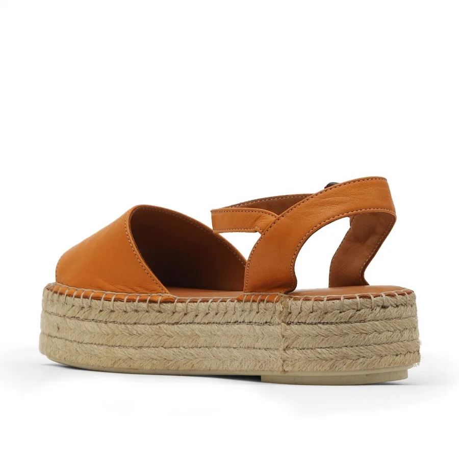 Turuncu Deri Kadın Espadril Sandalet