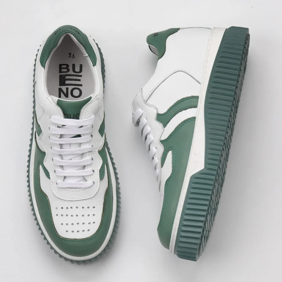Yeşil Beyaz Deri Kadın Spor ayakkabı