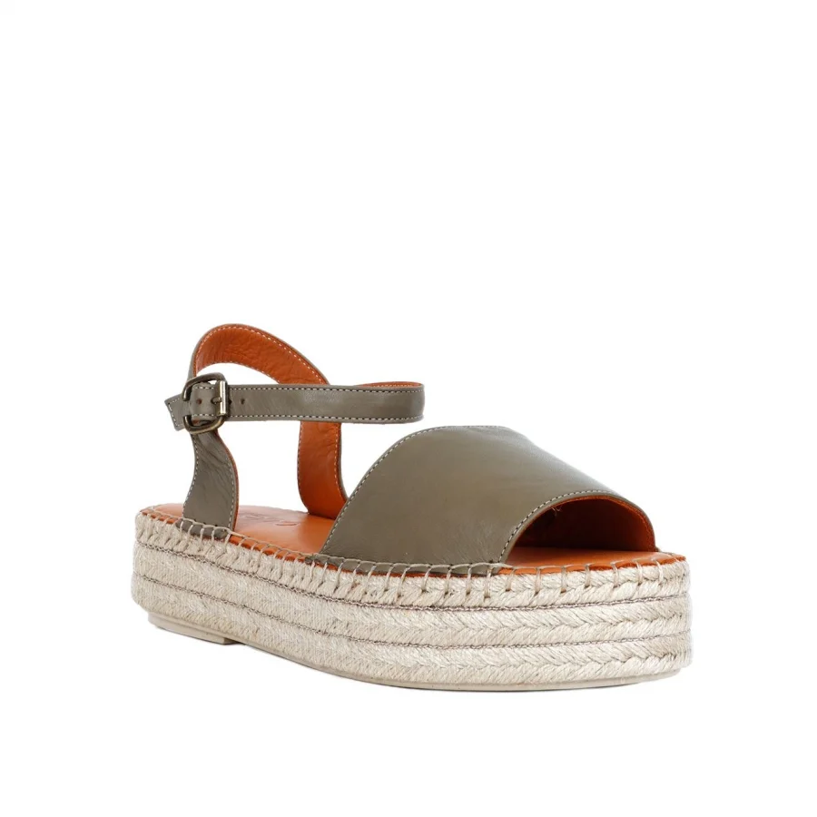 Yeşil Deri Kadın Espadril Sandalet