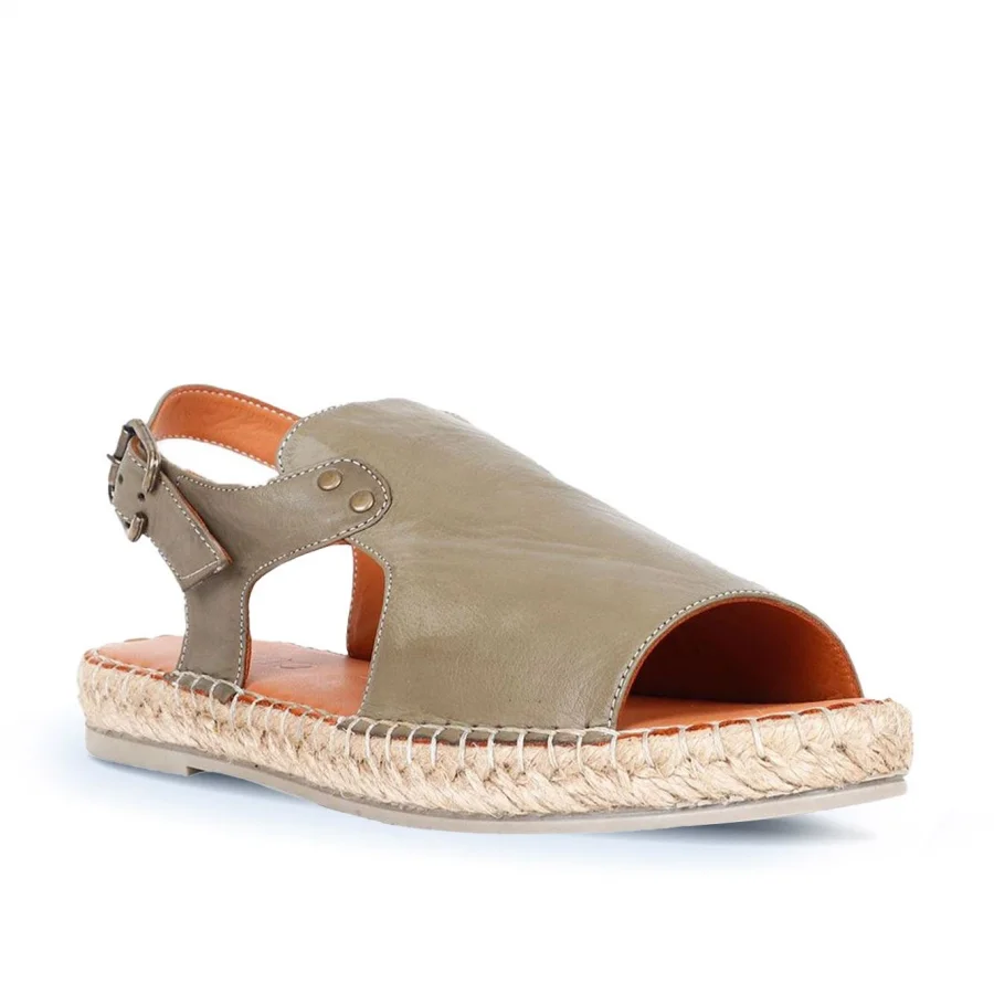 Yeşil Deri Kadın Espadril Sandalet