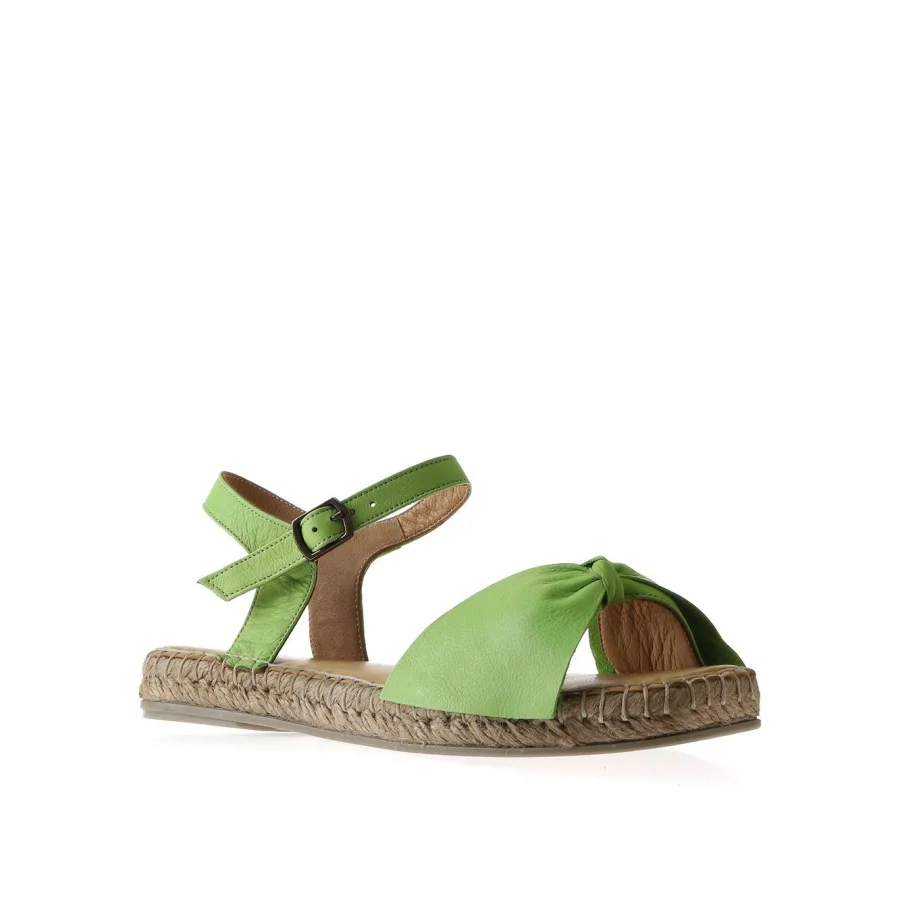 Yeşil Deri Kadın Espadril Sandalet