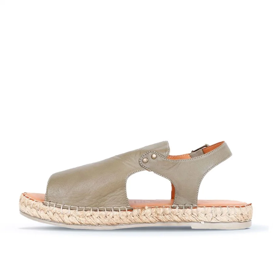 Yeşil Deri Kadın Espadril Sandalet