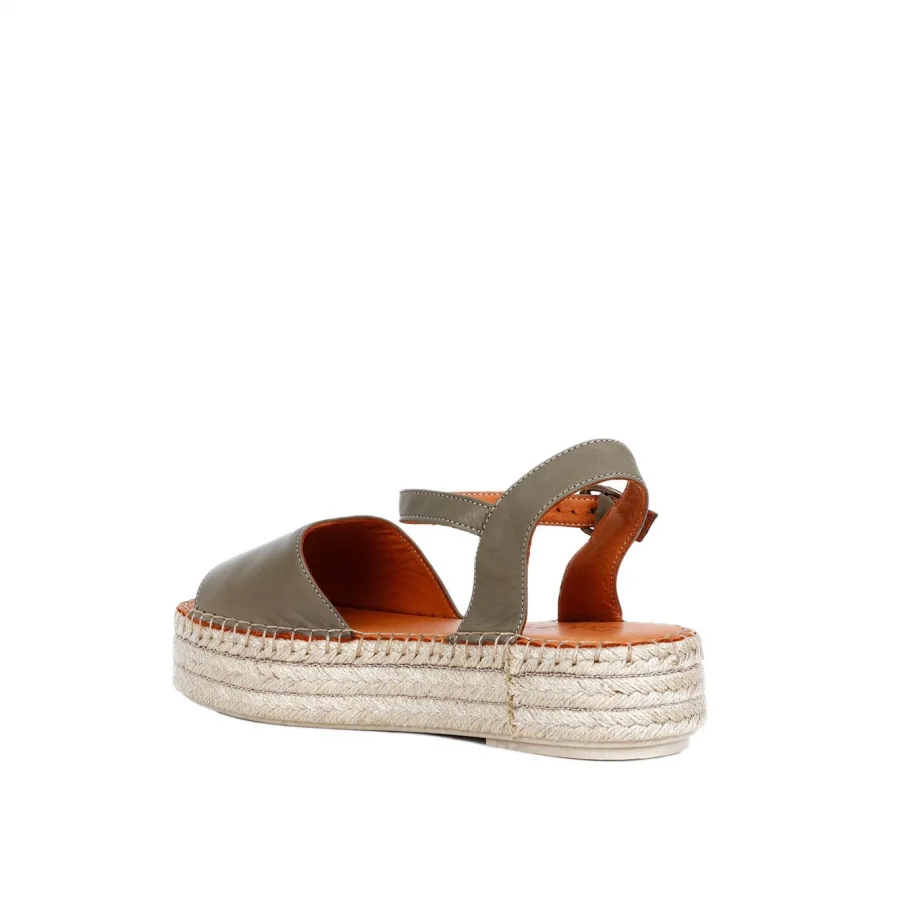 Yeşil Deri Kadın Espadril Sandalet