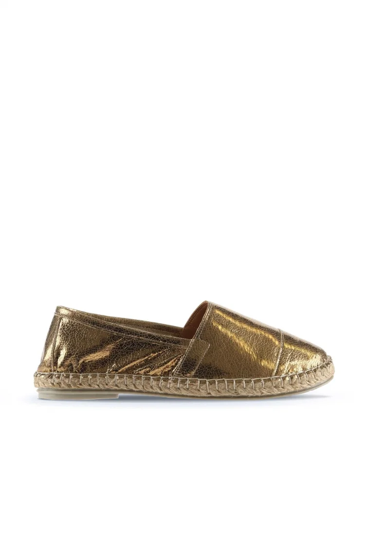 Bronz Deri Kadın Espadril Ayakkabı