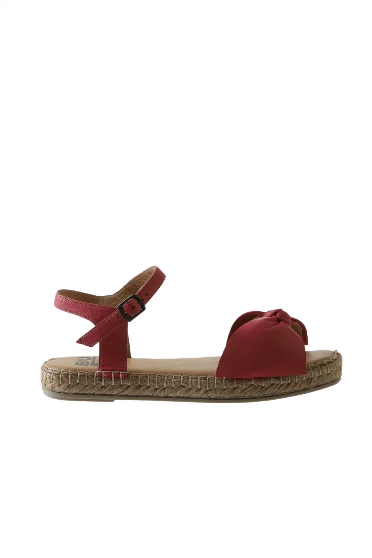 Fuşya Deri Kadın Espadril Sandalet