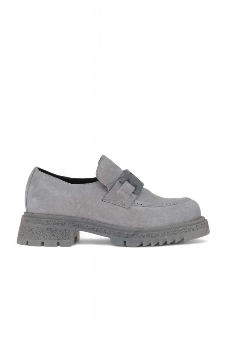 Gri Açık Süet Kadın Loafer