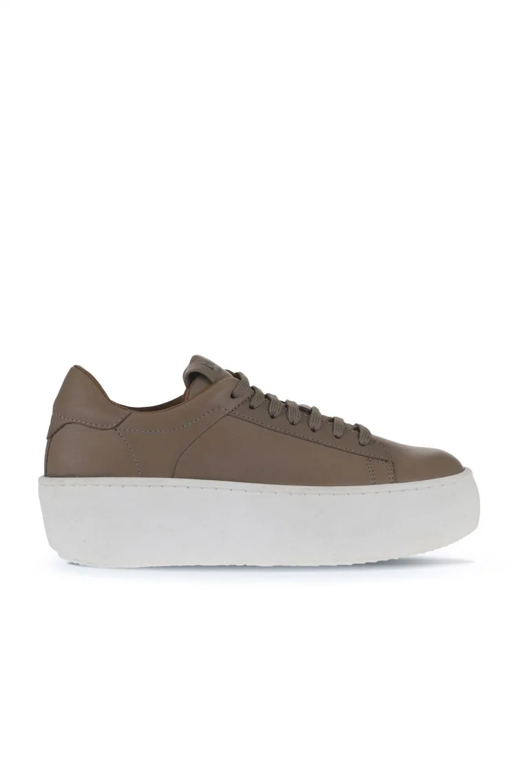 Gri Deri Kadın Sneakers
