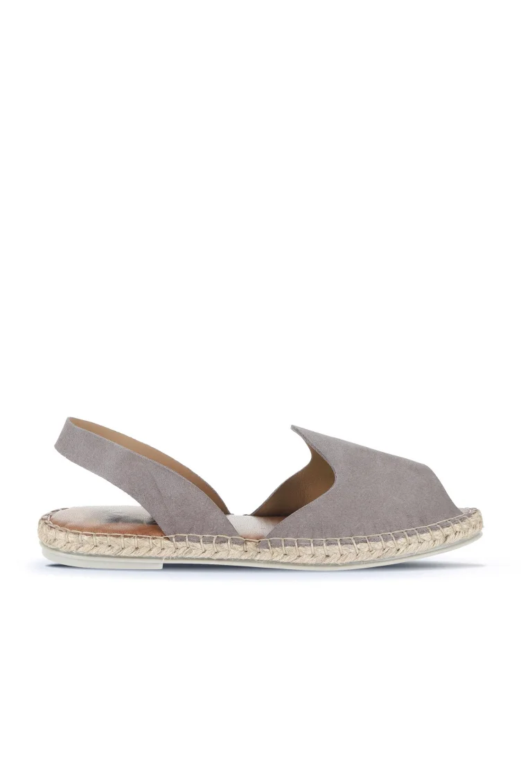 Gri Koyu Alf Süet Kadın Espadril Sandalet